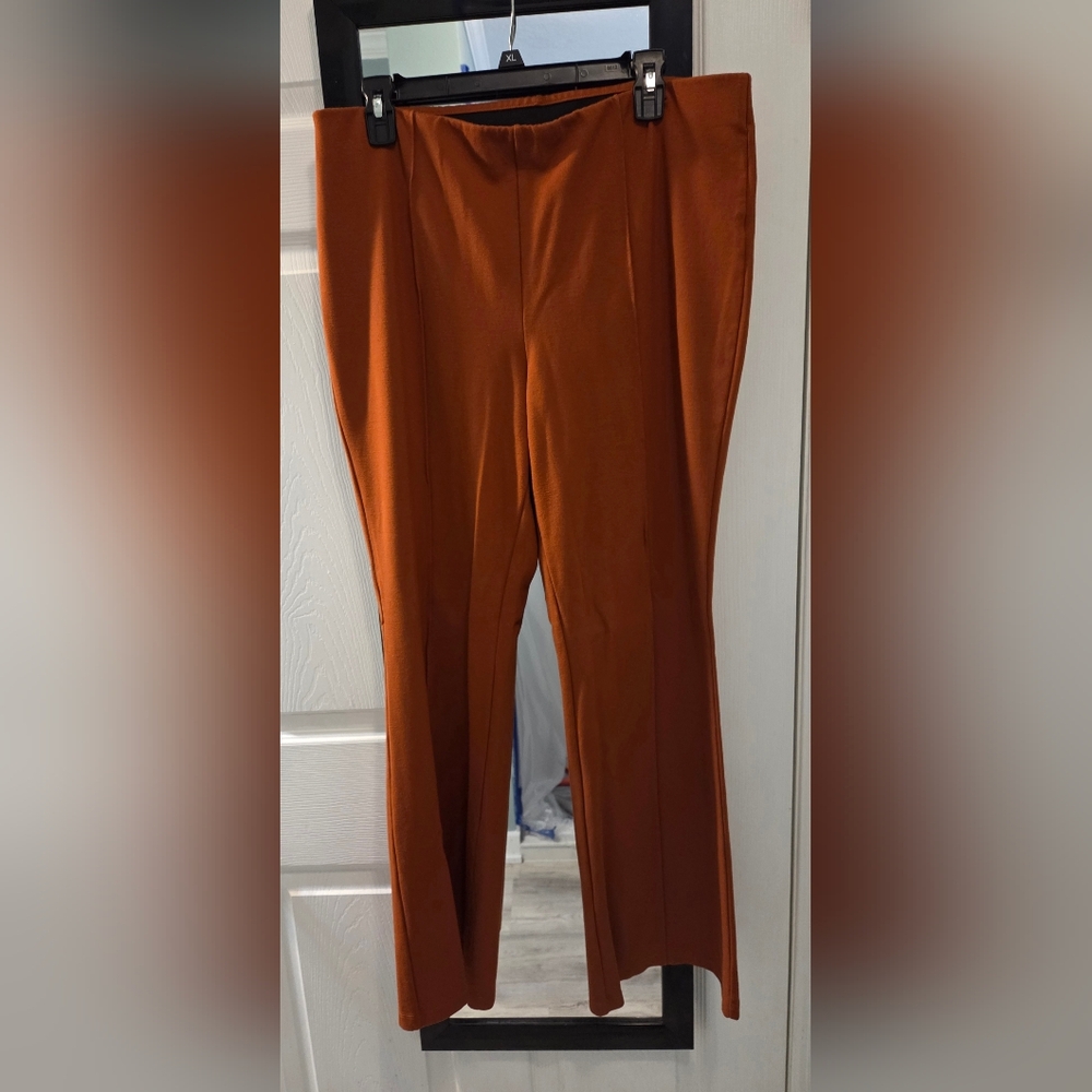 Rust/Orange Flared Pull-on Pants - Picture 3 of 5
